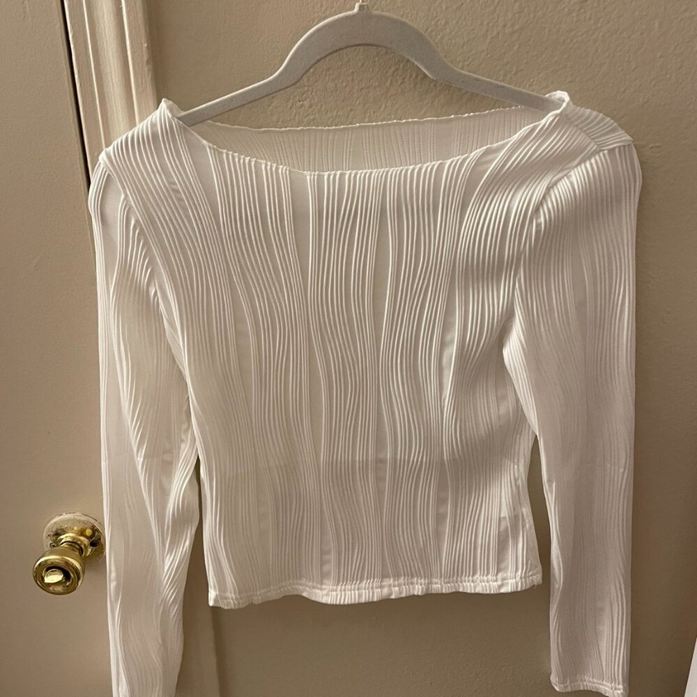 White Abstract long sleeve shirt